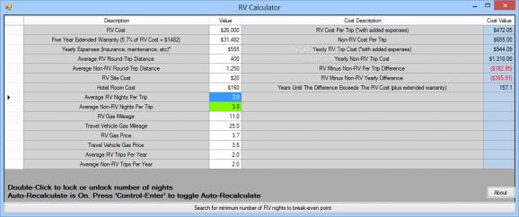 RV Calculator screenshot