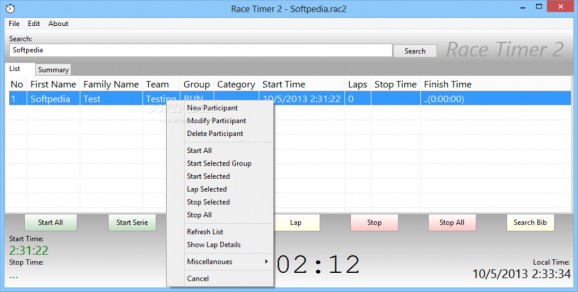 Race Timer screenshot