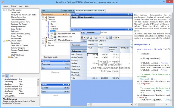 RadarCube Windows Forms Desktop OLAP screenshot