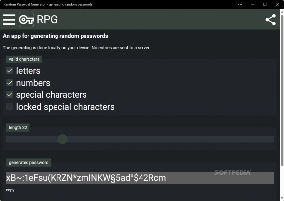 Random Password Generator (RPG) screenshot