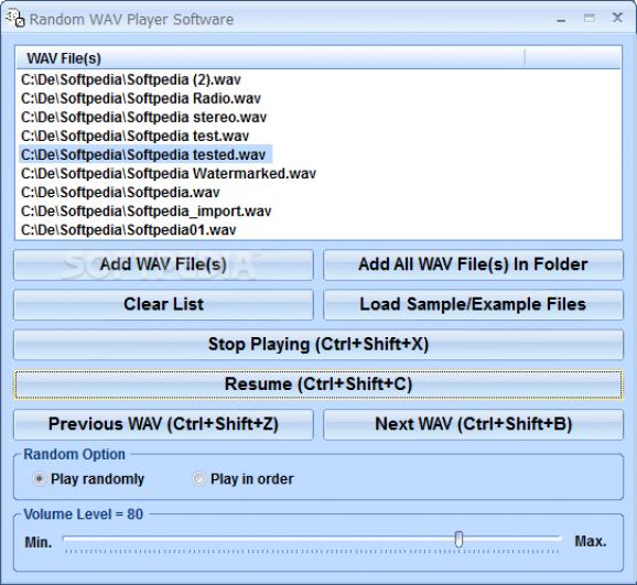 Random WAV Player Software screenshot