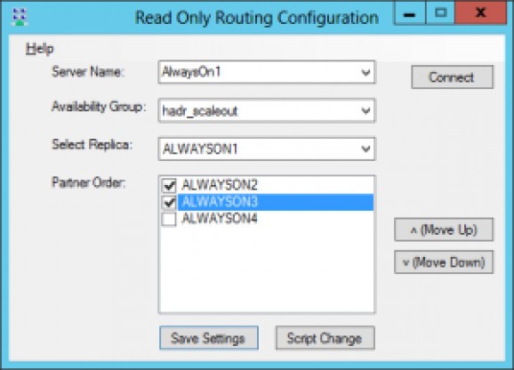 Read Only Routing Configuration screenshot