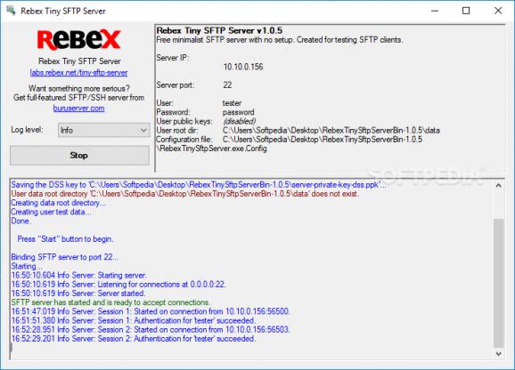 Rebex Tiny SFTP Server screenshot