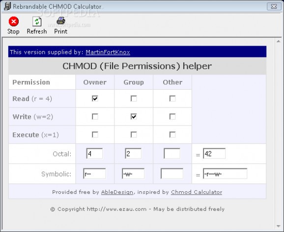 Rebrandable CHMOD Calculator screenshot
