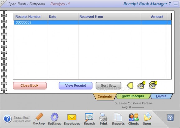 Receipt Book Manager screenshot