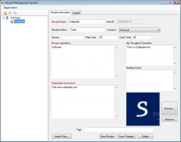 Recipe Management System screenshot