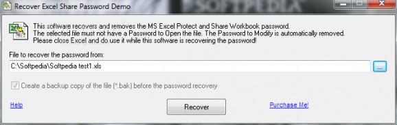 Recover Excel Share Password screenshot