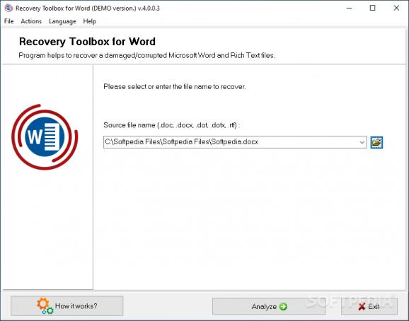 Recovery Toolbox for Word screenshot