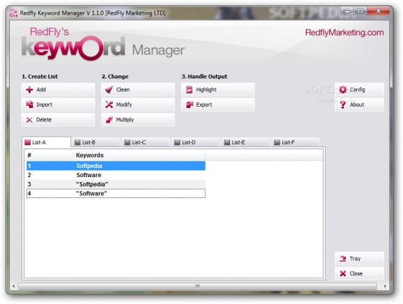 Redfly Keyword Manager screenshot