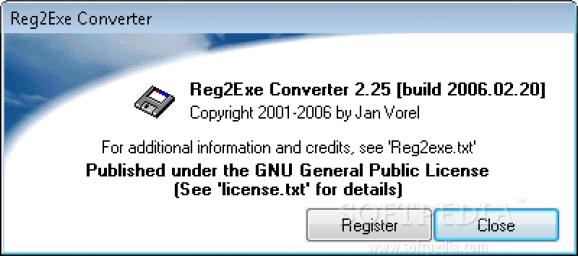 Reg2exe screenshot