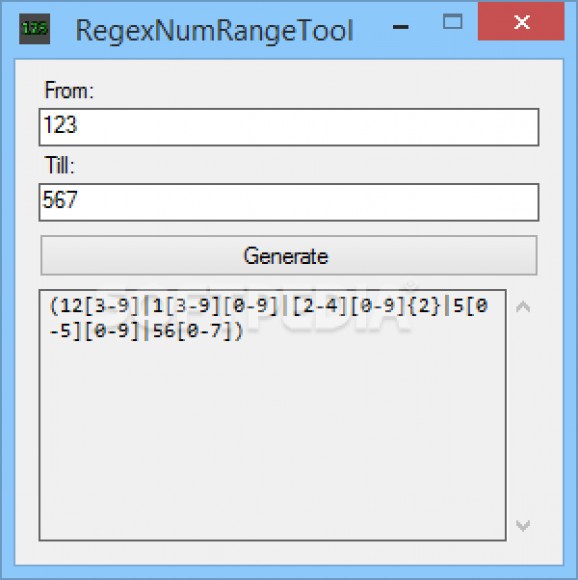 RegexNumRangeTool screenshot