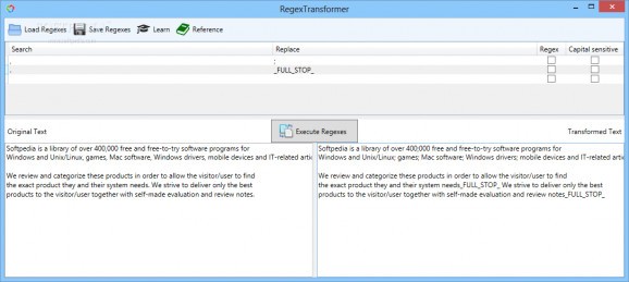 RegexTransformer screenshot