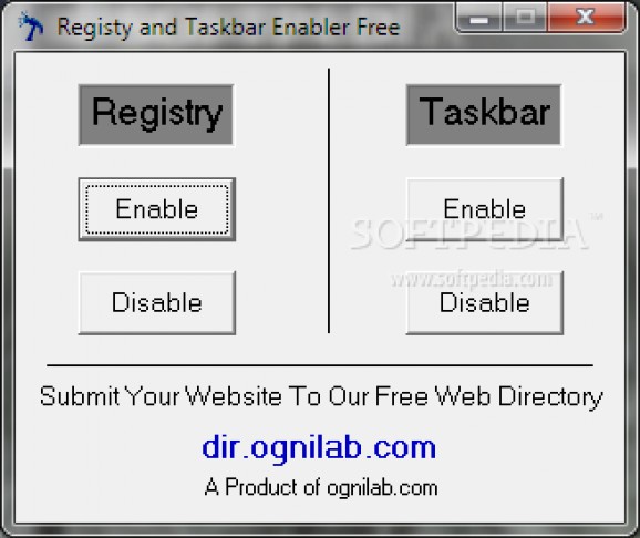 Registry And Taskbar Enabler Free screenshot
