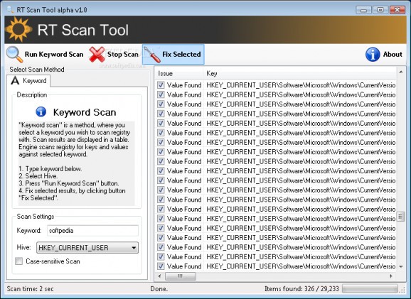 Registry Scan Tool screenshot