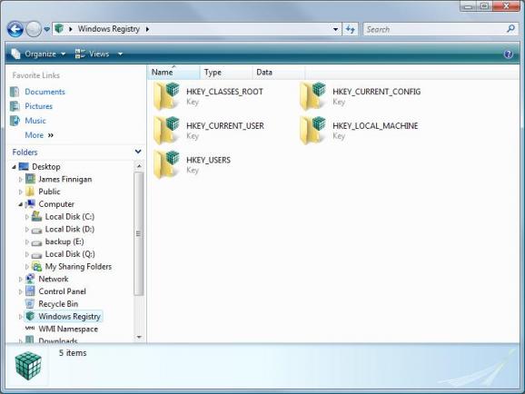 Windows Vista Registry Shell Namespace Extensions screenshot