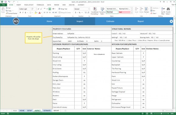 Remodel Cost Spreadsheet screenshot