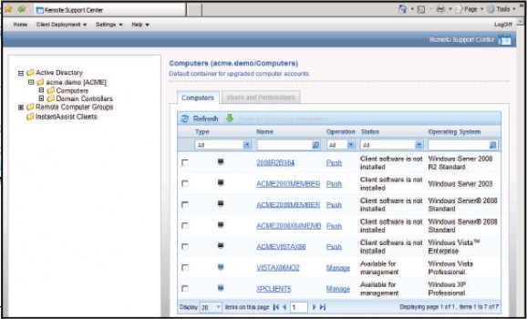 Remote Support Center screenshot