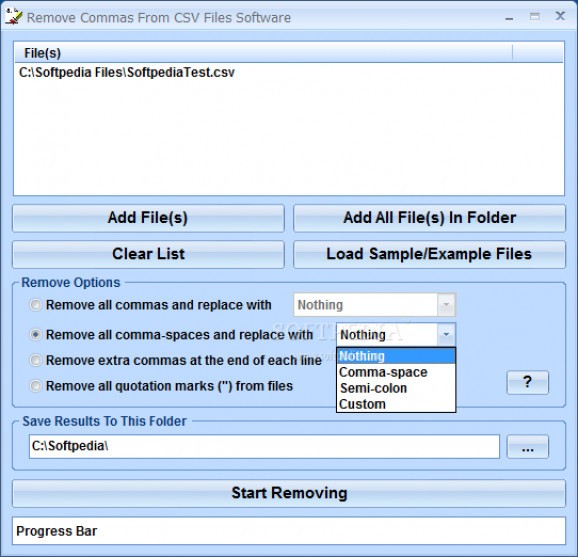 Remove Commas From CSV Files Software screenshot