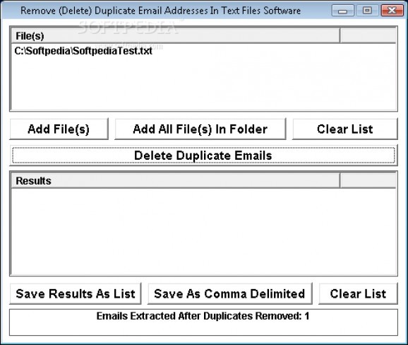 Remove (Delete) Duplicate Email Addresses In Text Files screenshot