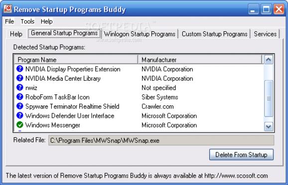 Remove Startup Programs Buddy screenshot