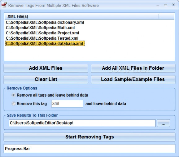 Remove Tags From Multiple XML Files Software screenshot
