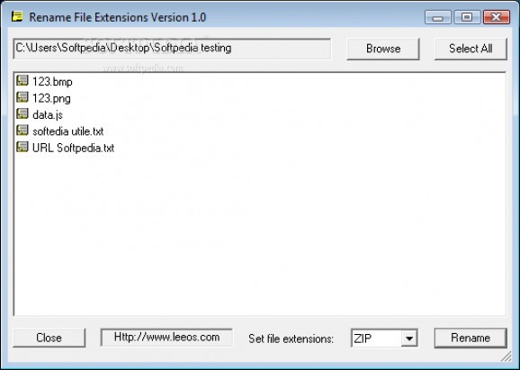 Rename File Extensions screenshot