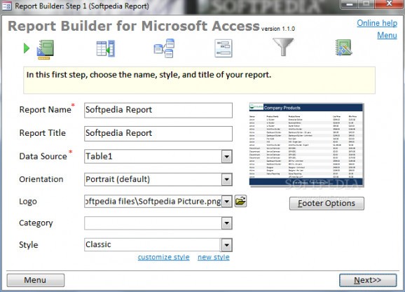 Report Builder for Microsoft Access screenshot