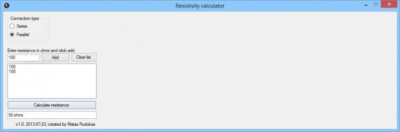 Resistivity calculator screenshot