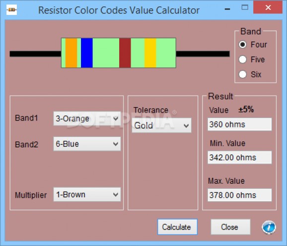 Resistor Color Codes Value Calculator screenshot