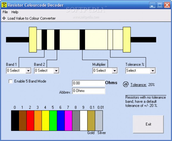 Resistor Colourcode Decoder screenshot