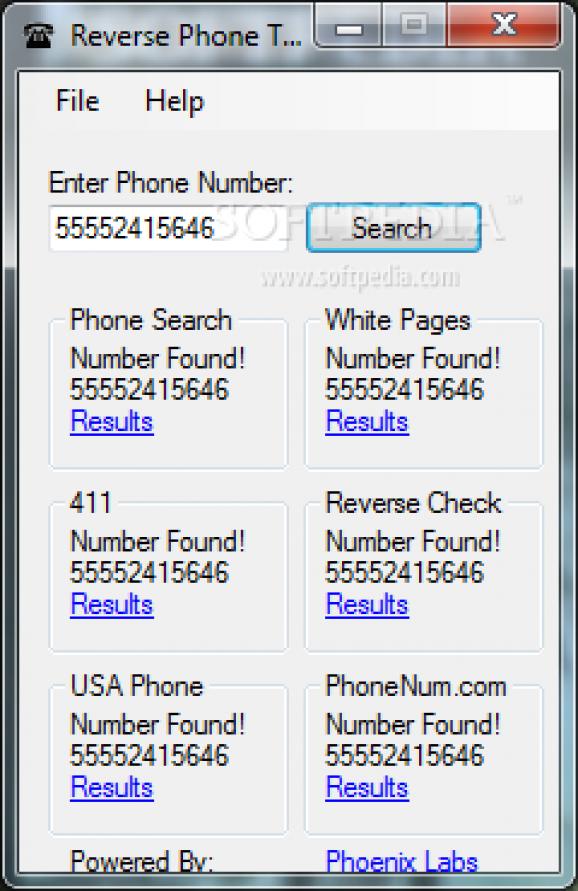 Reverse Phone Search Tool screenshot