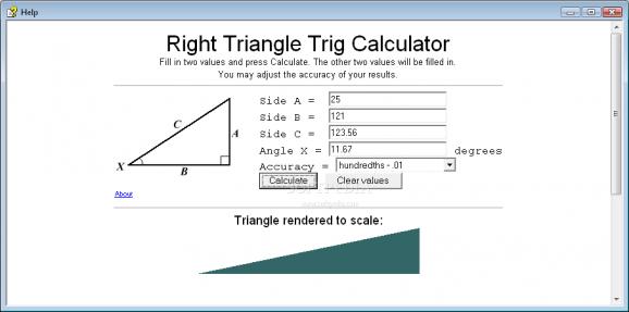 Right Triangle Trig Calculator screenshot