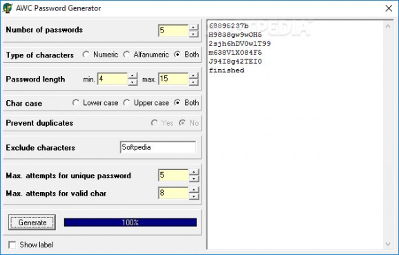 AWC Password Generator screenshot