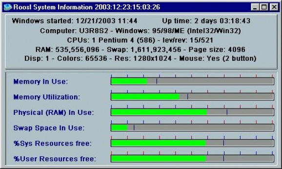 Roosl System Information screenshot