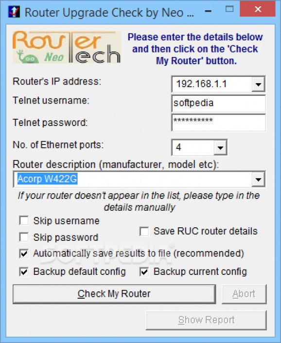 Router Upgrade Check screenshot