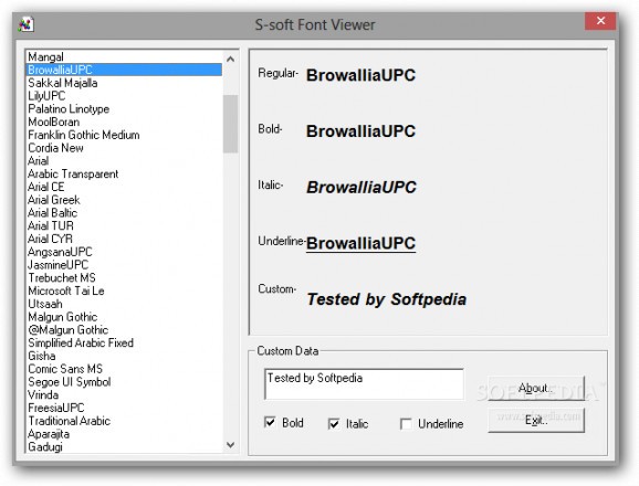 S-soft Font viewer screenshot