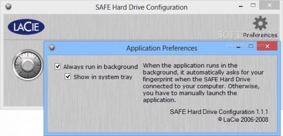SAFE Hard Drive Configuration screenshot