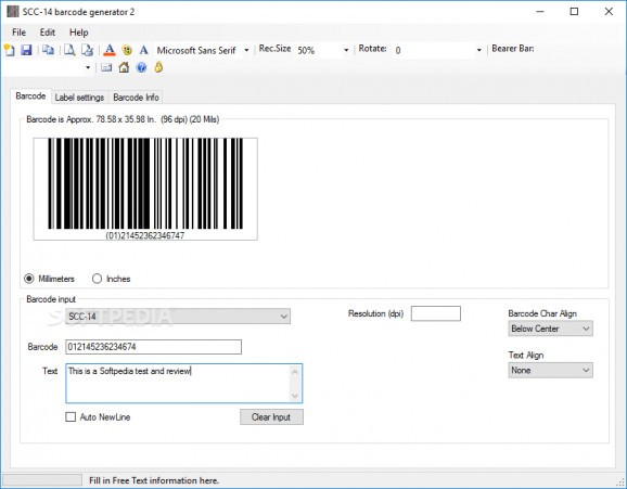 SCC-14 Barcode Generator screenshot