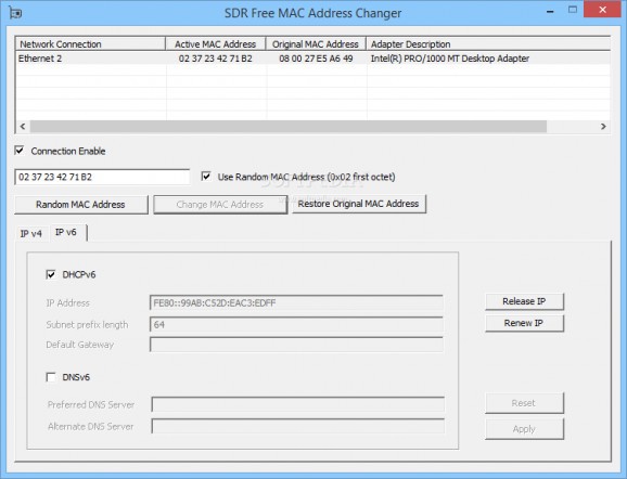 SDR Free MAC Address Changer screenshot