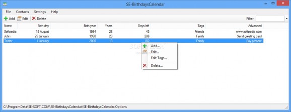 SE-BirthdaysCalendar screenshot