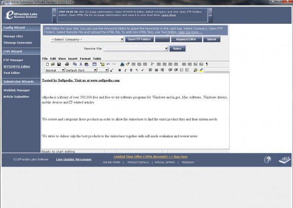 SEO Article Submission Software screenshot