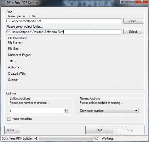 SGI's Free PDF Splitter screenshot