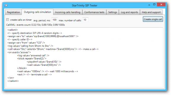 StarTrinity SIP Tester screenshot