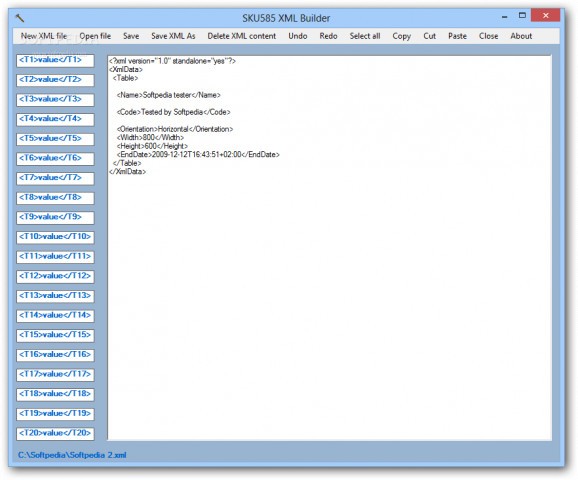 SKU585 XML Builder screenshot