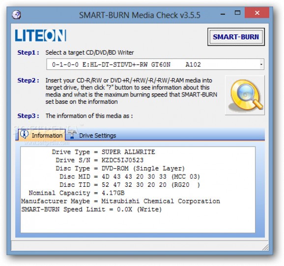 SMART-BURN Media Check screenshot