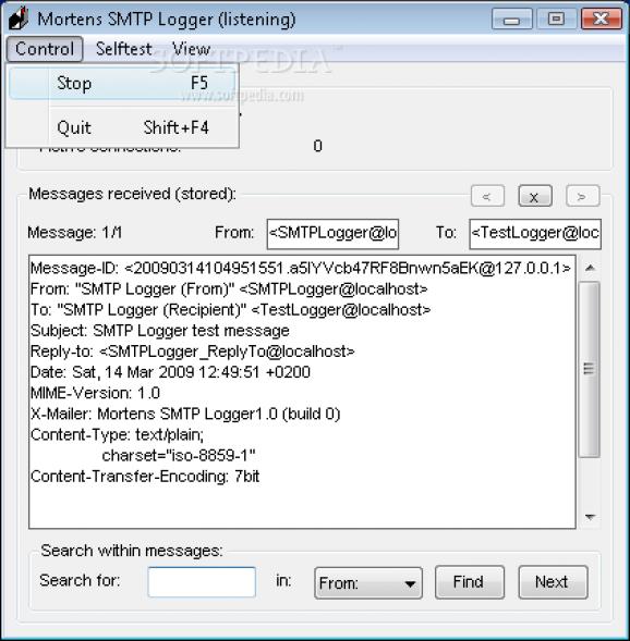 SMTP Logger screenshot