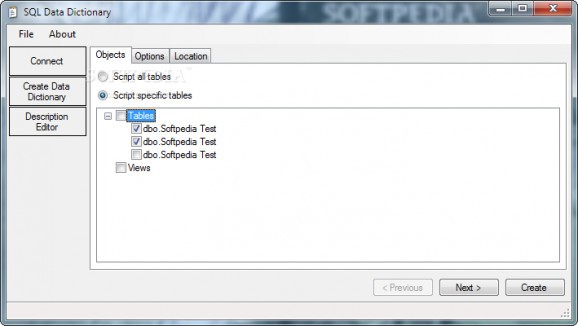 SQL Data Dictionary screenshot