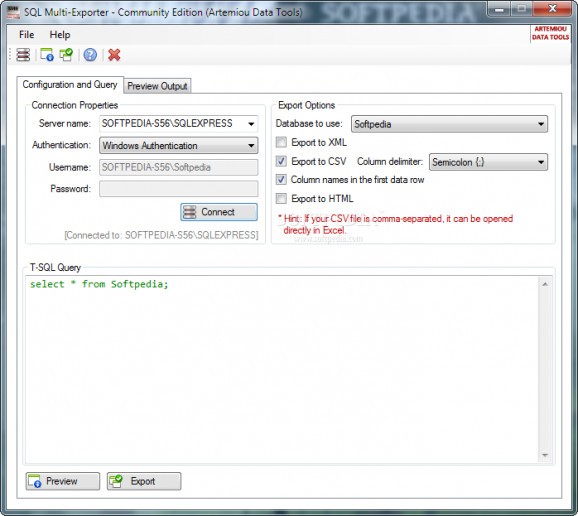 SQL Multi-Exporter Community Edition screenshot