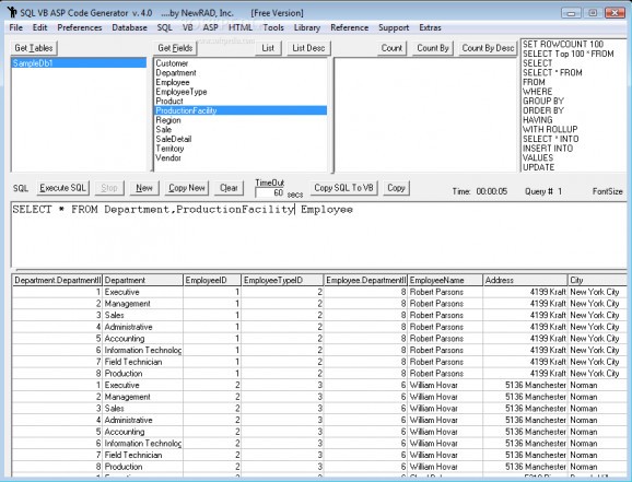 SQL VB ASP Code Generator screenshot