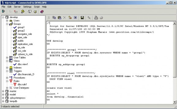 SQLScript screenshot
